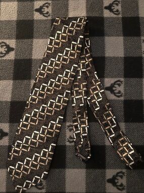 Covington Brown and Gold Geometric Silk Tie